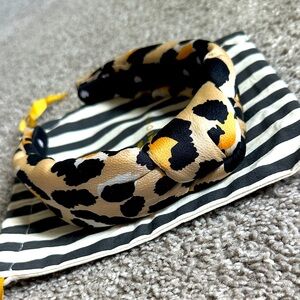 Lele Sadoughi Silk Animal Print Knotted Headband RARE